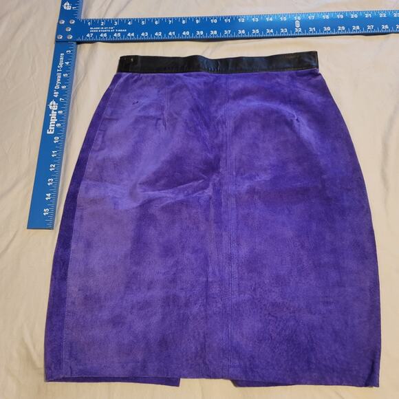 Womens 1980s Phillip Noel Vintage Skirt Purple Swede Size 10 - Picture 4 of 4